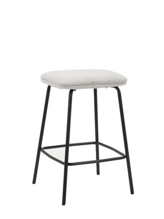 Kenay Home Taburete tapizado beige 43 x 65 cm
