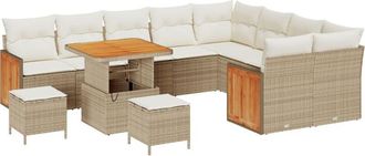 vidaXL Garden Sofa Set 12 pcs Beige, Cream 80 x 80 x 71 cm Poly Rattan Vidaxl