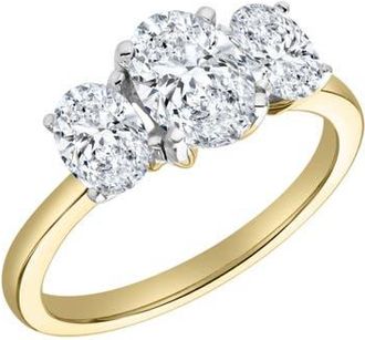 LuvMyJewelry Delila 14K Gold Oval Cut Lab Grown Diamond Trinity Ring - 2 ct in 14K Yellow Gold at Nordstrom, Size 5.5