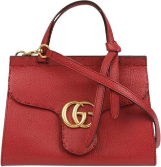 Gucci Pre-owned Handbags, female, Red, Size: ONE SIZE Pre-owned GG Marmont Mini Top Handle and Shoulder Bag