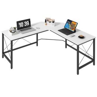 OEM Escritorio Esquinero Moderno Con Marco De Acero Carga 70 Kg Para Oficina Hogar Estudio 150x150x76 Cm Blanco