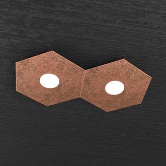 Top-Light Top-light - Plafoniera Industrial-Minimal Hexagon Metallo Foglia Rame 2 Luci Led 12X2W