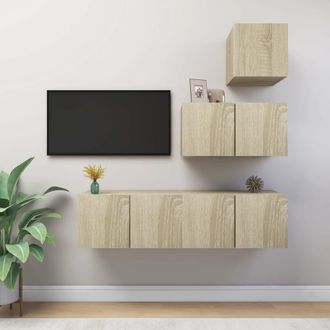 Berkfield Home 4 Piece TV Cabinet Set Sonoma Oak Engineered Wood in Brown