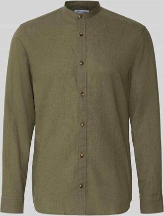 Jack & Jones Jack & Jones Regular Fit Freizeithemd aus Baumwoll-Leinen-Mix in Oliv, Gr&ouml;&szlig;e XXL