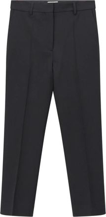 Toteme Cropped Geplooide Rechte Broek - Dames - Vrijetijds broeken - Zwart - XL - Wol - Broeken