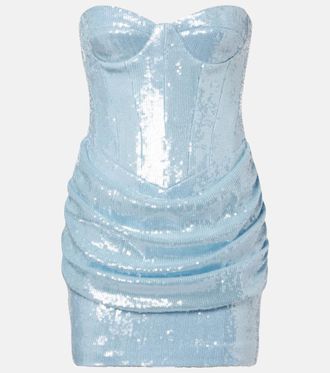 New Arrivals Pamela sequined draped strapless minidress