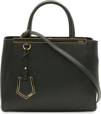 Fendi Black Leather Handbag Shoulder Bag Tote Bag (Pre-Owned)