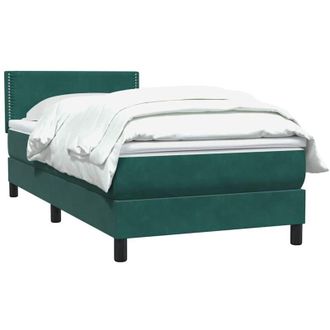 vidaXL Cama Box Spring Con Colch&oacute;n Terciopelo Verde Oscuro 80x220 Cm Vidaxl