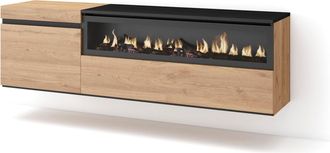 Skraut Home Skraut Home - Mueble Tv, Televisi&oacute;n, Muebles De Sal&oacute;n, Almacenaje, 150x45x35cm, Para Tv Hasta 65, Chimenea El&eacute;ctrica, Colgado, Suspendido, Estilo Mode