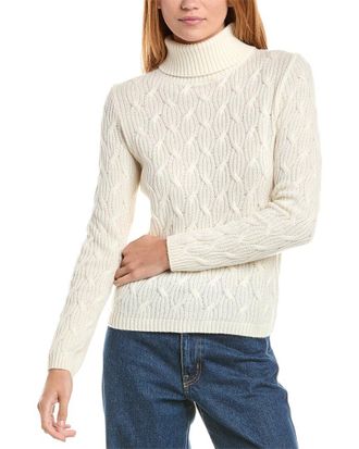 Sofiacashmere Sofiacashmere Rib Cable Turtleneck Wool & Cashmere-Blend Sweater