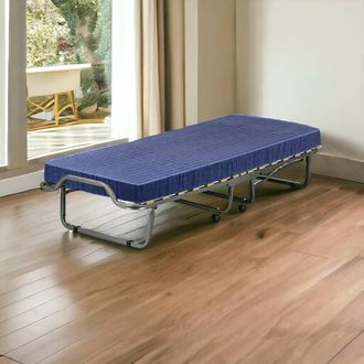 Talamo Italia Cama Plegable Venera, Cama Con Somier De 15 L&aacute;minas, Colch&oacute;n Incluido, Cama Que Ahorra Espacio, 100% Made In Italy, 80x190h39 Cm, Funda Protectora Inc