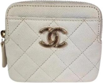 Chanel Pre-owned Canvas Portemonnee - Dames - Vintage Accessoires - Wit - ONE Size - Vintage