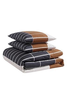 Marimekko Tiiliskivi Raita Duvet Cover & Shams Set in Charcoal Grey at Nordstrom, Size King