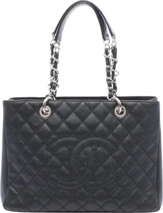 Chanel Black Grained Calfskin Handbag Tote Bag (Pre-Owned)
