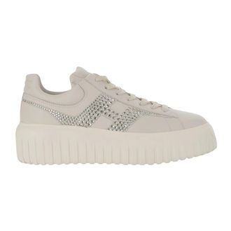 Hogan Leren sneakers met Rhinestone-detail - Dames - Sneakers - Beige - 40 EU - Leer - Schoenen