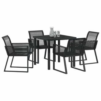 Berkfield Home Modern 5 Piece Garden Dining Set Black Poly Rattan