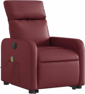 vidaXL Vidaxl - Sill&oacute;n De Masaje Elevable El&eacute;ctrico Cuero Artificial Rojo Tinto