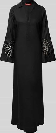 Max Mara Leinenkleid mit Lochstickerei Modell STRANO in Black, Gr&ouml;&szlig;e 34