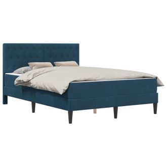 vidaXL Estructura De Cama Con Colch&oacute;n Azul 140 X 190 Cm Terciopelo Vidaxl