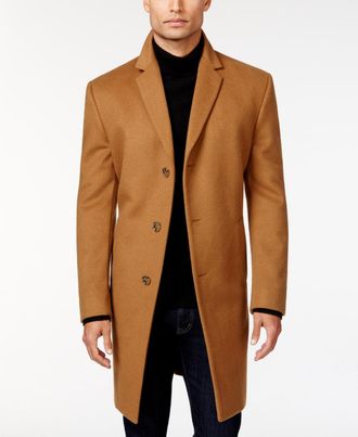 Kenneth Cole Reaction Mens Raburn Wool Blend Slim Fit Over Coat