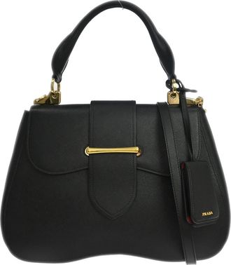 Prada Sidonie Saffiano Black Leather Handbag (Pre-Owned)