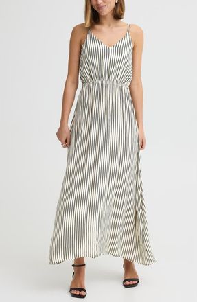 Ichi Stripe Maxi Dress in Total Eclipse Stripe at Nordstrom, Size X-Large