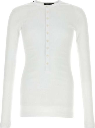 Dolce & Gabbana White Knitted Crew Neck Sweater