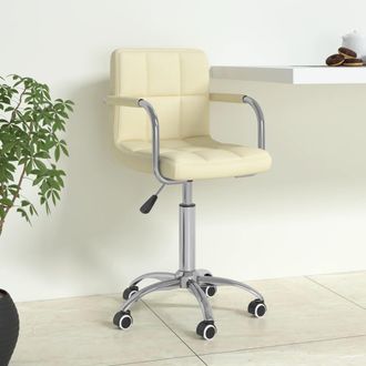 vidaXL Silla De Oficina Giratoria De Tela Color Crema Vidaxl