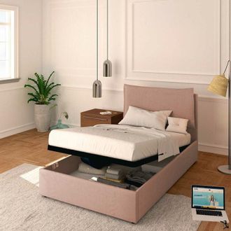 Baldiflex Baldiflex - Letto Contenitore Piazza e mezzo 120x190 Licia in Tessuto con Rete a Doghe colore Rosa antico Flamingo