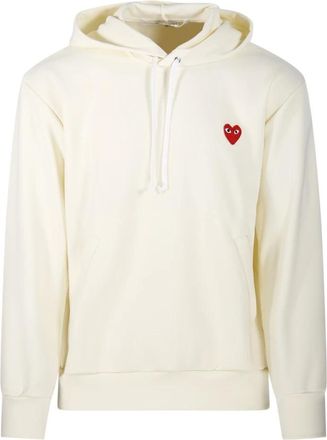Comme Des Garçons Hoodies, male, Beige, XL, Red Heart Sweatshirt Ivory