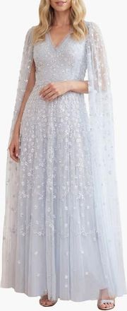Needle & Thread Clover Cape Sleeve Ankle Gown in Ice Blue at Nordstrom, Size 10