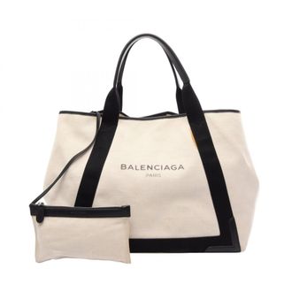 Balenciaga Black White Canvas Leather Handbag Tote Bag (Pre-Owned)