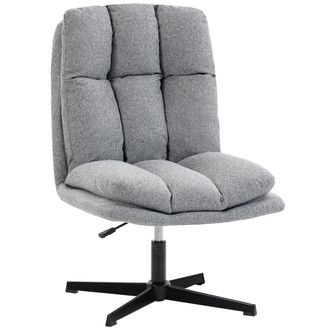 HOMCOM Homcom Butaca De Sal&oacute;n, Sill&oacute;n Giratorio 360&deg;, Sill&oacute;n Relax Con Altura Ajustable, Asiento Ancho, Tapizado En Lino, Base De Metal, Gris Claro