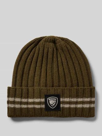 Blauer Beanie aus Viskose-Kaschmir-Mix in Oliv, Größe XS