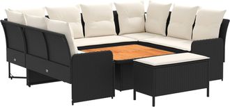 vidaXL Juegos De Muebles 7 Uds. Negro Y Crema Rat&aacute;n Sint&eacute;tico Vidaxl