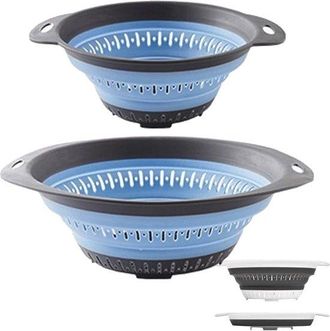 OEM Colador Y Tamiz Plegable, Colador De Silicona Para Verduras Y Frutas, Utensilios De Cocina (2 Piezas, Gris, 1,3 L + 2,5 L)