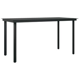 Berkfield Home Garden Dining Table Black 140x70x74 cm Steel & Glass | Size: 140 x 70 x 74 cm