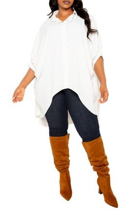 Buxom Couture Flowy High-Low Shirt in White at Nordstrom, Size 1 X