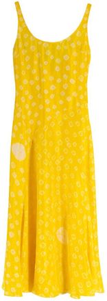 Muzungu Sisters Sara Mulberry Silk Dress in Shibori Yellow Size XS