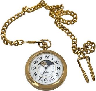 Peugeot Vintage Open Face Cable Chain Pocketwatch- 42MM in Gold Moon at Nordstrom