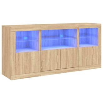 Berkfield Home Sideboard with LED Lights Sonoma Oak 142.5x37x67 cm in Tan