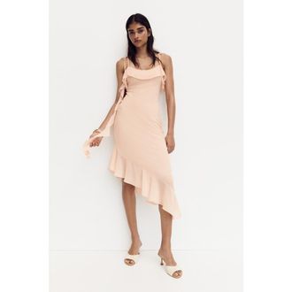 H&M Flounced Tie-strap Dress in Light Peach Pink at Nordstrom, Size Xx-Small