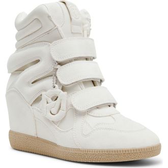 Steve Madden Mavis Wedge High Top Sneaker in Wht Suede at Nordstrom, Size 7.5