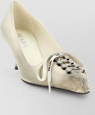 Prada leather lace-up pumps