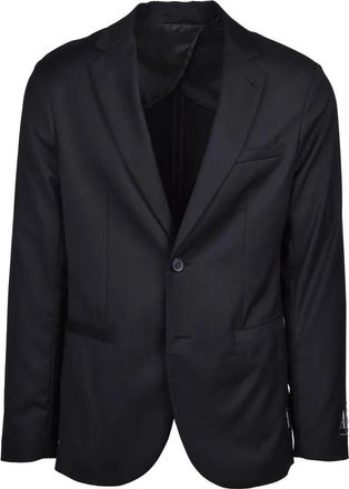 A|X Armani Exchange Tailored Black Blazer with Single-Button Closure
