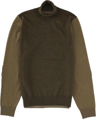 Maison Margiela Khaki Color Block Turtle Neck Sweater