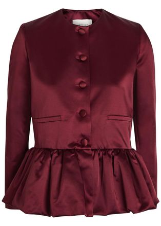 Liberowe Peplum Satin Jacket - Burgundy - S (UK8-10 / S)