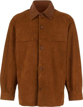 Sunflower buttoned leather shirt - Bruin