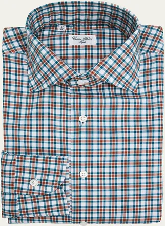 Cesare Attolini Mens Cotton Plaid Button-Down Shirt