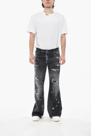 Dsquared2 Distressed Painting-Effect Jeans with Strass 31cm Dsquared2